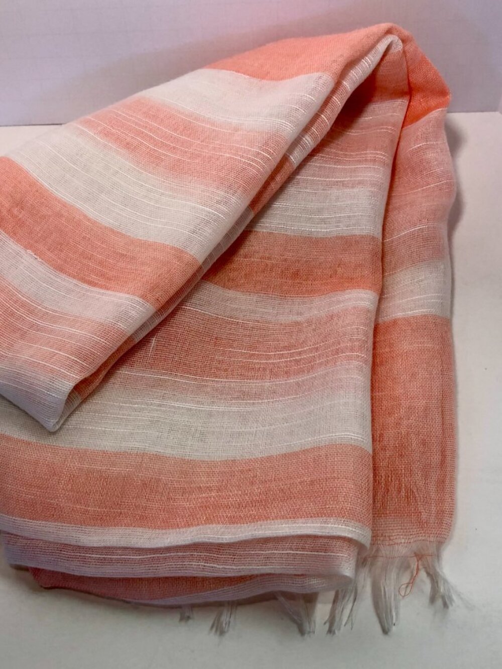 Scarf Sheer Peach Cream Woven Fine 76x28